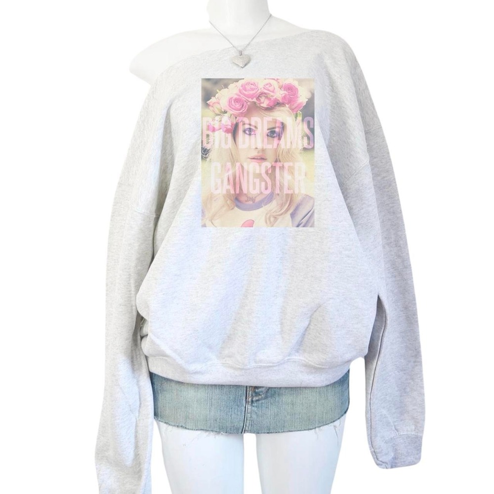 y2k lana del Rey graphic grey oversized sweatshirt